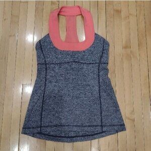 Lululemon Womens Small? Gray Coral Halter Athletic Tank Racerback Built In Bra